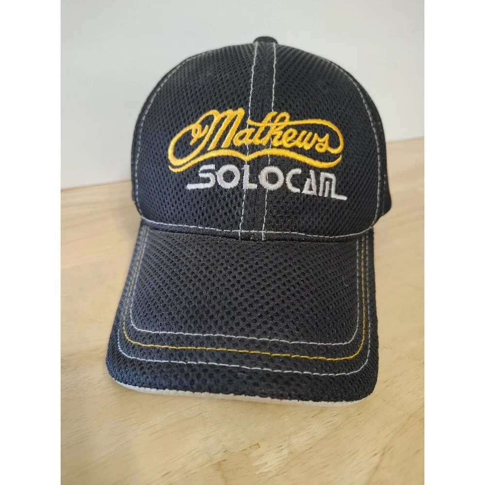 Mathews Solocam Archery Strapback Black Embroidered Hunting Hat Cap Bow 6 Panel